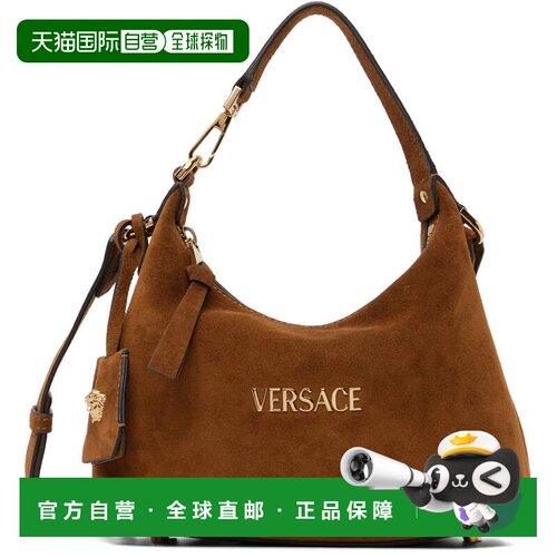 香港直邮versace 范思哲 女士 黄褐色 Tag Suede 单肩包 10183021