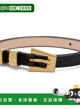 1h可退 香港直邮BY FAR 女士 黑色 Vic Circular Croco Embossed