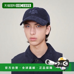 自营欧洲直邮APC 男女通用深海军蓝灯芯绒帽子鸭舌帽
