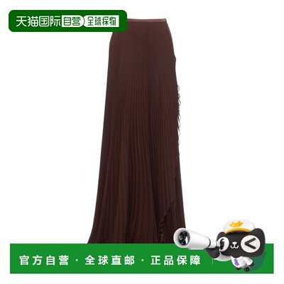 香港直邮VALENTINO 女士半身裙 BRAF8093M3DC SS2026 棕色 褶饰半