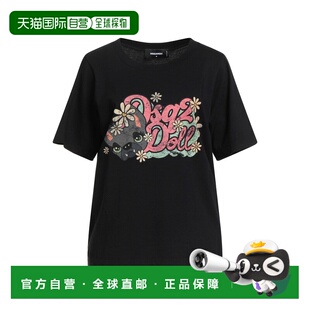 香港直邮Dsquared2 二次方 女士 T恤 black黑色 舒适时尚