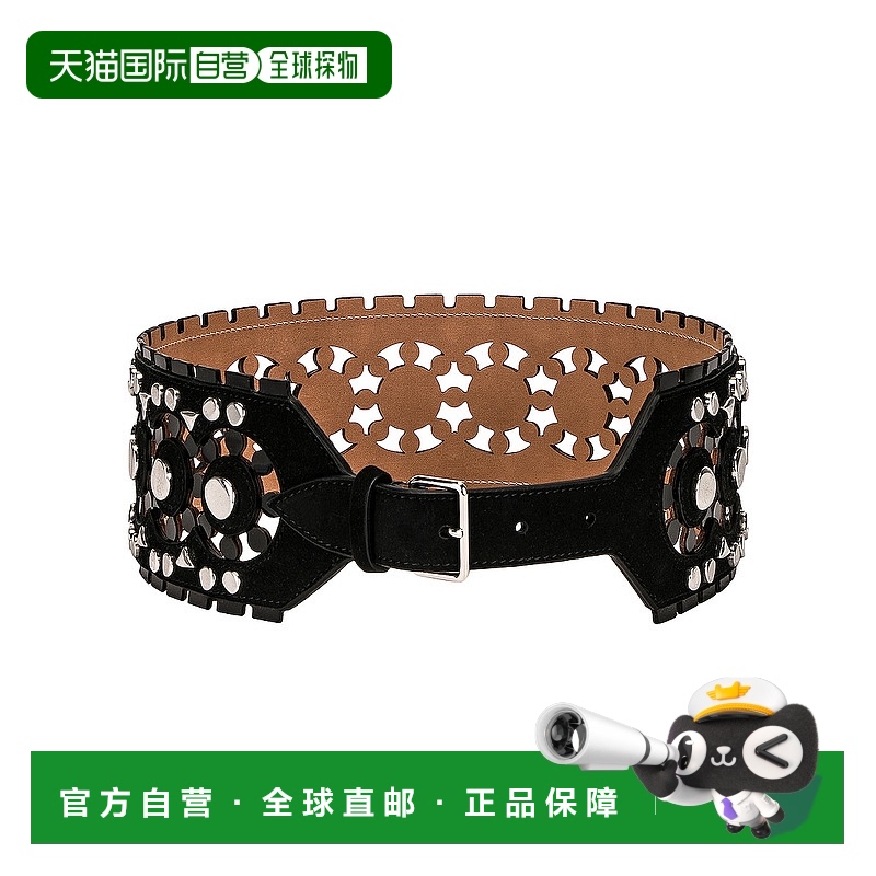 1h可退 香港直邮Alaia 女士 穿孔铆钉皮带 A1C323GCA107牛皮腰带