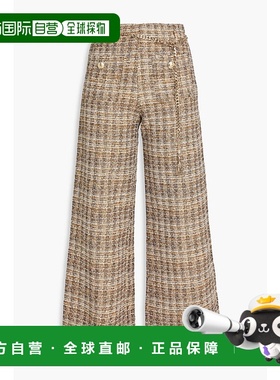 1h可退 香港直邮Maje 女士 束带花呢阔腿裤 MFPPA00679G005MARRON