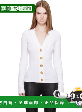 1h可退 香港直邮Balmain 巴尔曼 女士 白色 Buttoned V-Neck Ligh