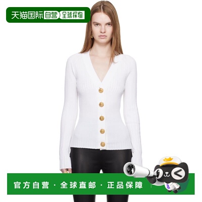 1h可退 香港直邮Balmain 巴尔曼 女士 白色 Buttoned V-Neck Ligh
