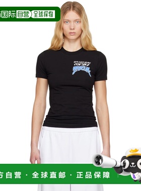 1h可退 香港直邮versace 范思哲 女士 黑色 Tour T恤 E78HAHC07EC