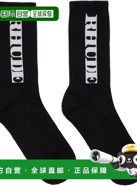 1h可退 香港直邮Rhude 男士 黑色 RH Vertical Logo 中筒袜 RHFW2