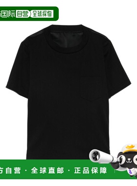 1h可退 香港直邮Sacai 女士 and Polos T恤黑色T恤 SCW354