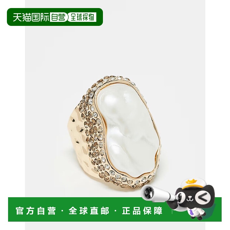1h可退 香港直邮ASOS 女士 设计珍珠精饰戒指 metal金属色 舒适时