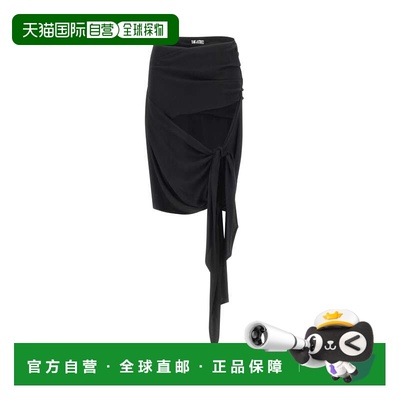 1h可退 香港直邮The Attico 女士 黑色垂坠半身裙 260WCS00289AAS