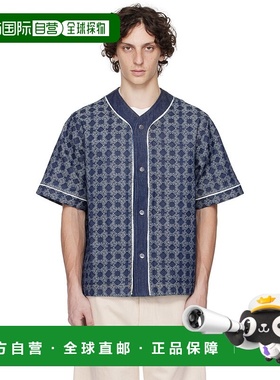 1h可退 香港直邮AMIRI 男士 黑色 MA Quad Baseball 牛仔衬衫 AMD