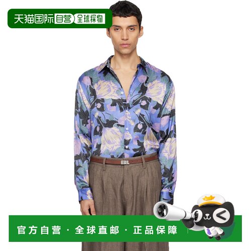 1h可退 香港直邮Erl 男士 紫色 Flowers 衬衫 ERL12B002PURPLE