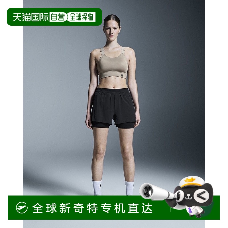 欧洲直邮On昂跑 Performance系列女士黑色再生聚酰胺反光标识短裤