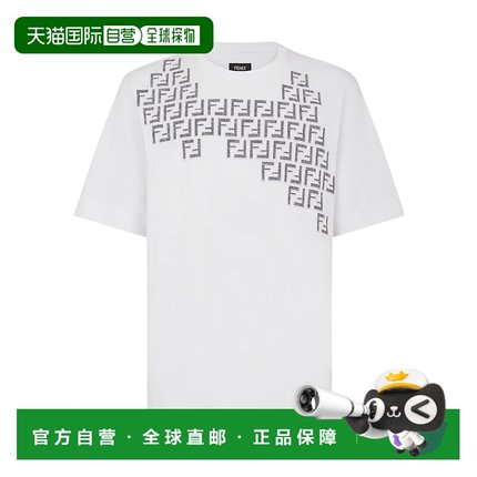 香港直邮FENDI 圆领短袖徽标T恤 Men crov刺绣宽松男装