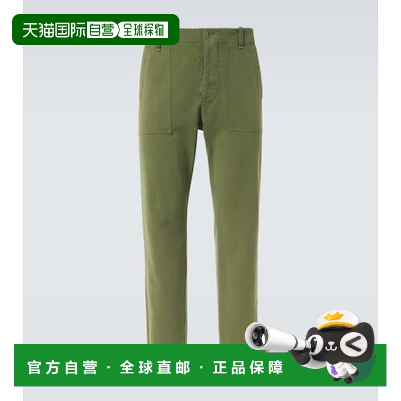 1h可退 香港直邮The Row 男士 Valerio 棉质直筒长裤 green绿色