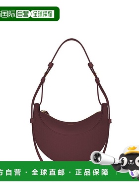 自营欧洲直邮POLENE Numero Dix波尔多红色荔枝纹小牛皮半月包腋