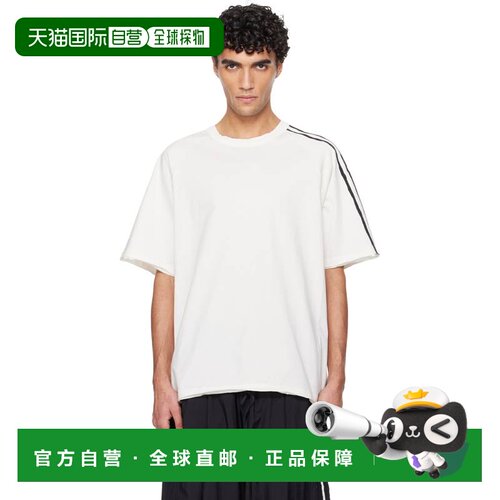 1h可退 香港直邮Y-3 男士 灰白色 Raw Edge 3 Stripes T恤 KS9748