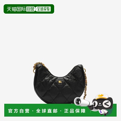 自营欧洲直邮Burberry博柏利 Horseshoe女士黑色皮革绗缝链条包