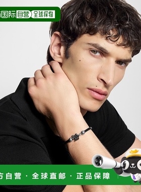 自营欧洲直邮LV路易威登 Flower Hook系列男士黑色牛皮logo标识手