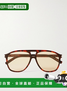 香港直邮Saint Laurent 圣罗兰 男士 飞行员龟甲色醋纤太阳眼镜 S