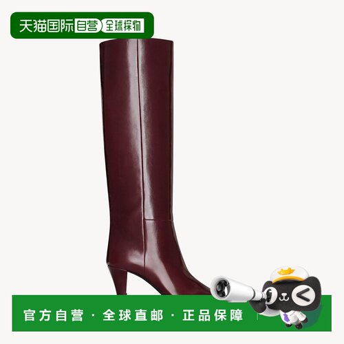 自营欧洲直邮YSL圣罗兰 JILL系列女士复古波尔多色小牛皮尖头靴子