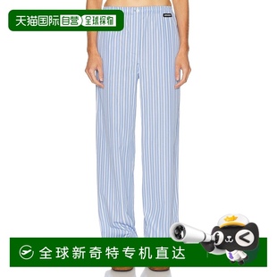 香港直郵Miu 子 女士 細(xì)條紋褲 繆繆 MP1829 1h可退 blue藍(lán)色 Miu