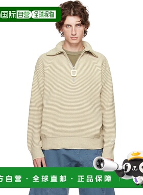 1h可退 香港直邮J.W. Anderson 男士 驼色 & 灰色半拉链毛衣 KW12