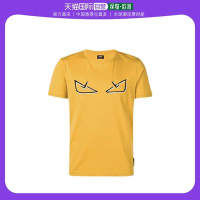 香港直邮Fendi 芬迪 男士黄色棉质T恤 FY0894-A6ZG-F0DX5