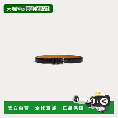 自营欧洲直邮Bonpoint小樱桃 Ceinture Lutese女士黑色光滑皮革腰