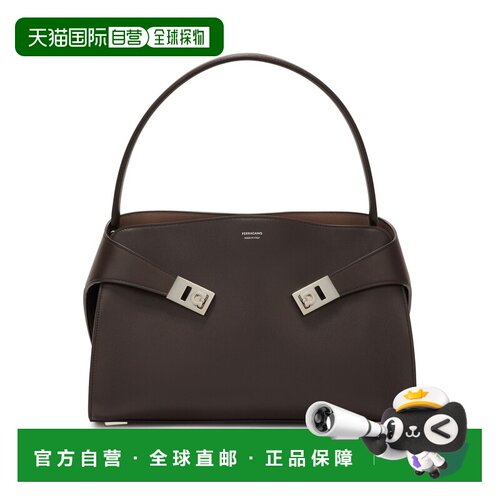 自营欧洲直邮FERRAGAMO菲拉格慕 女士暖灰色小牛皮单提手单肩包