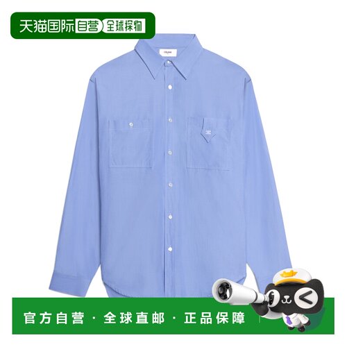 香港直邮CELINE 男士衬衫 RC0MZ2N9107EU AW2026 蓝色 长袖衬衫