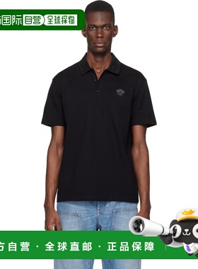 香港直邮versace 范思哲 男士 黑色 Embroidered Cotton Pique Po