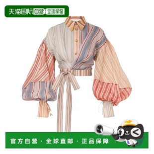 亚麻 7031TC261泡泡袖 香港直邮Zimmermann 条纹衬衫