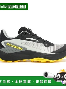 自营欧洲直邮SALOMON GENESIS男士黑色/灰色/黄色织物缓震跑鞋