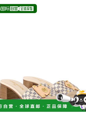 自营欧洲直邮LV路易威登 Frame女士天蓝色皮革logo标识穆勒鞋