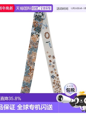 欧洲直邮LONGCHAMP/珑骧女士丝巾蓝色花卉图案时尚潮流配饰百搭