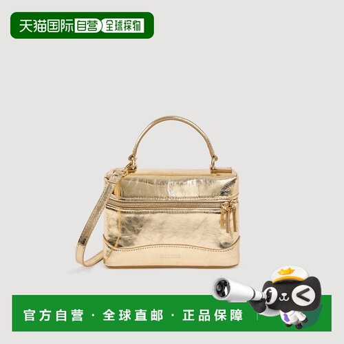自营欧洲直邮Sandro桑德罗 女士金色金属皮革手提包单肩包斜挎包