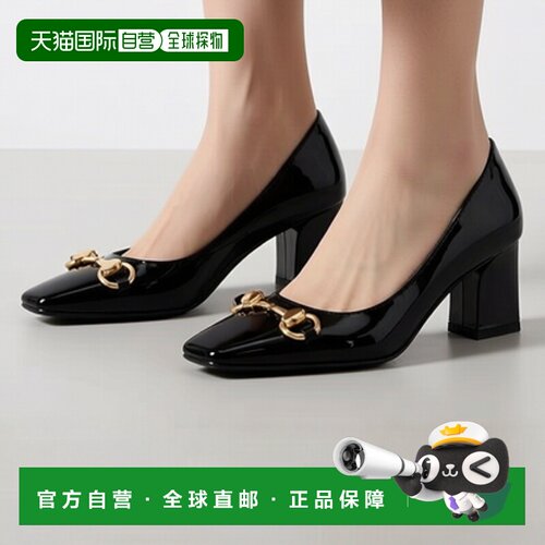 自营欧洲直邮GUCCI古驰 La Famiglia女士黑色皮革Signora高跟鞋