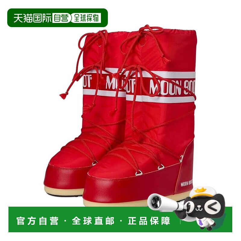 1h可退 香港直邮moon boot 月亮靴 女士 Icon 尼龙靴子 red红色
