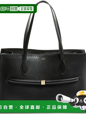 自营欧洲直邮Toteme Cabas女士黑色皮革logo标识托特包