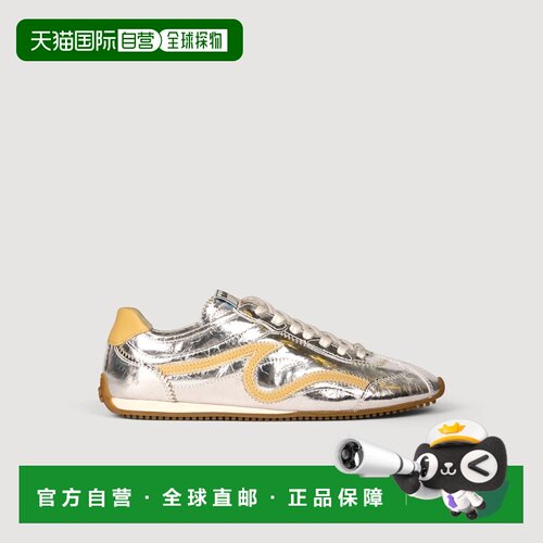 自营欧洲直邮Sandro桑德罗 Light Wave女士银色金属皮革运动鞋
