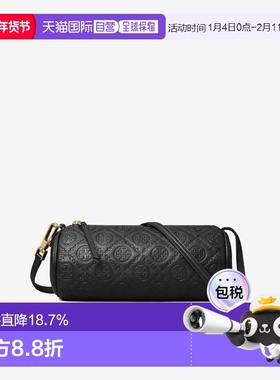 TORY BURCH汤丽柏琦 T Monogram经典图案印花圆筒包单肩包