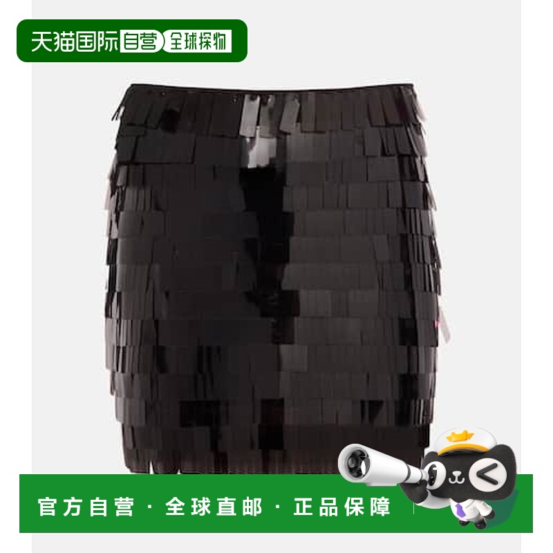1h可退 香港直邮Staud 女士 Max 珠片网纱迷你半身裙 brown棕色