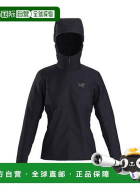 自营欧洲直邮ARCTERYX始祖鸟 ATOM女士黑色尼龙连帽外套抓绒