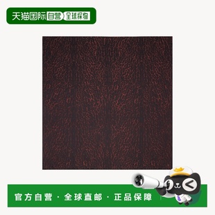 自营欧洲直邮YSL圣罗兰 黑色丝绸豹纹图案大号方 女士桃花心木色