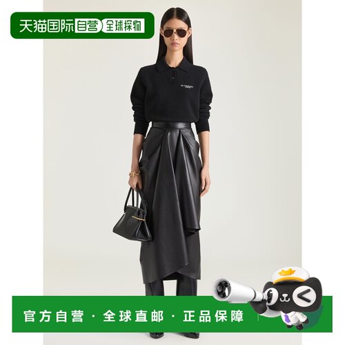 自营欧洲直邮Givenchy纪梵希 女士黑色羊毛羊绒长袖POLO衫