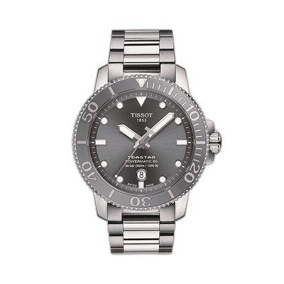 自营欧洲直邮TISSOT/天梭 SEASTAR系列 男士灰色表盘自动机芯精钢