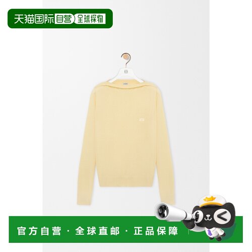 自营欧洲直邮Loewe罗意威 女士浅黄色羊毛船领毛衣