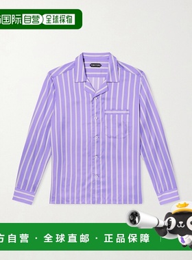 1h可退 香港直邮Tom Ford 汤姆 福特 男士 条纹真丝衬衫 HXH012FM