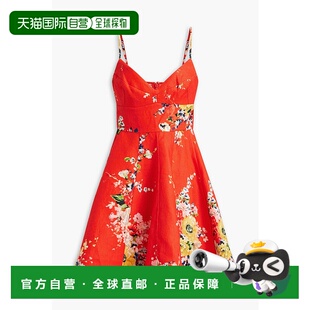 香港直邮ZIMMERMANN 女士 印花亚麻迷你连衣裙 8308DRS241REDFLOR